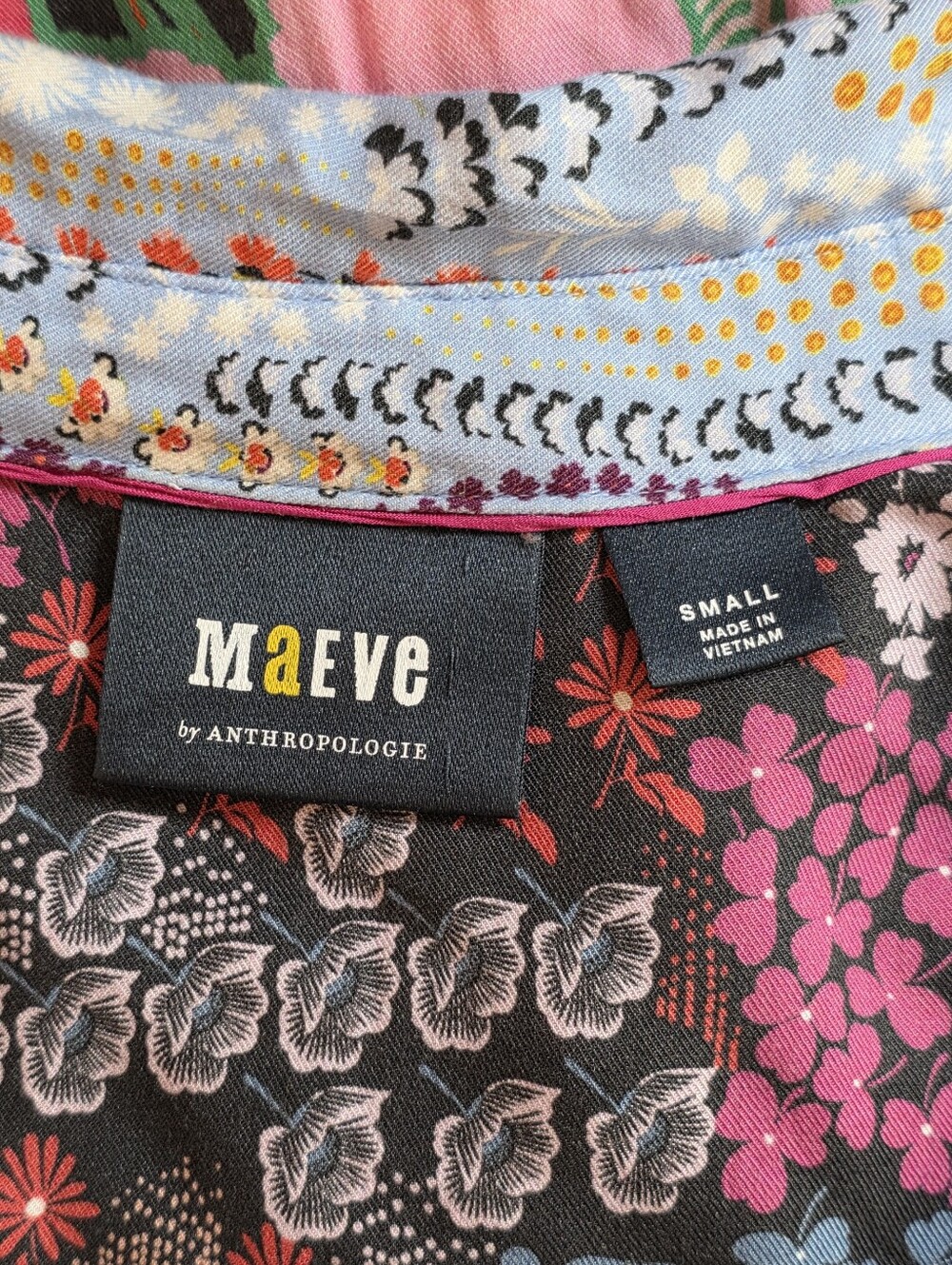 ANTHROPOLOGIE × MAEVE Colorful Paz Eclectic Patchwork Printed Button Down Blouse - Picture 5 of 6